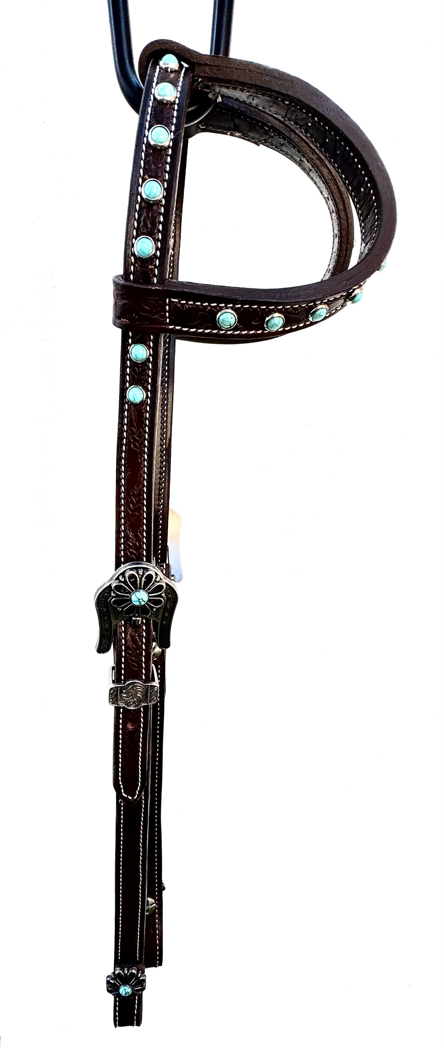 Fairytail Leather Co Chocolate & Turquoise Headstall