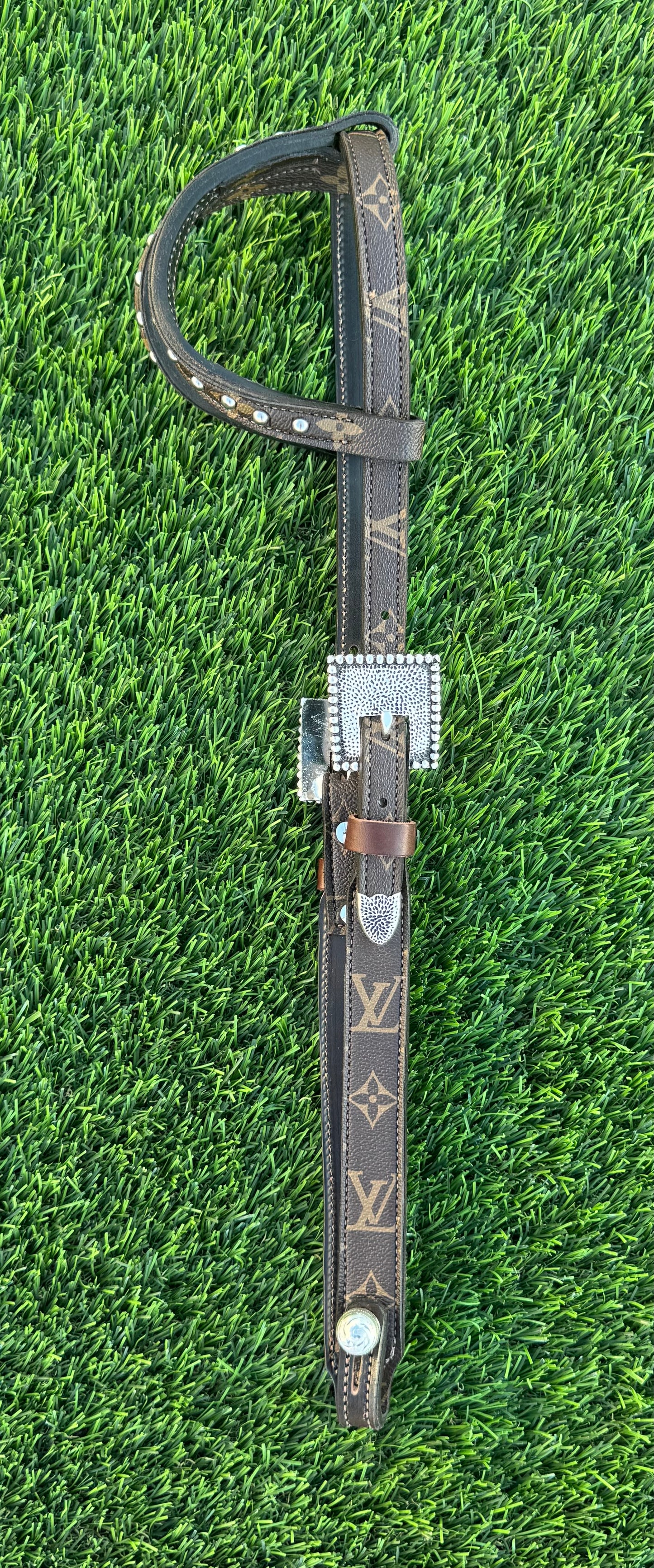 Fairytail Leather Co Brown Designer Headstall, German Silver