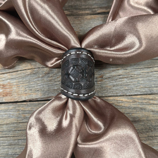 Dark Oil Honeycomb Leather Wild Rag Slide