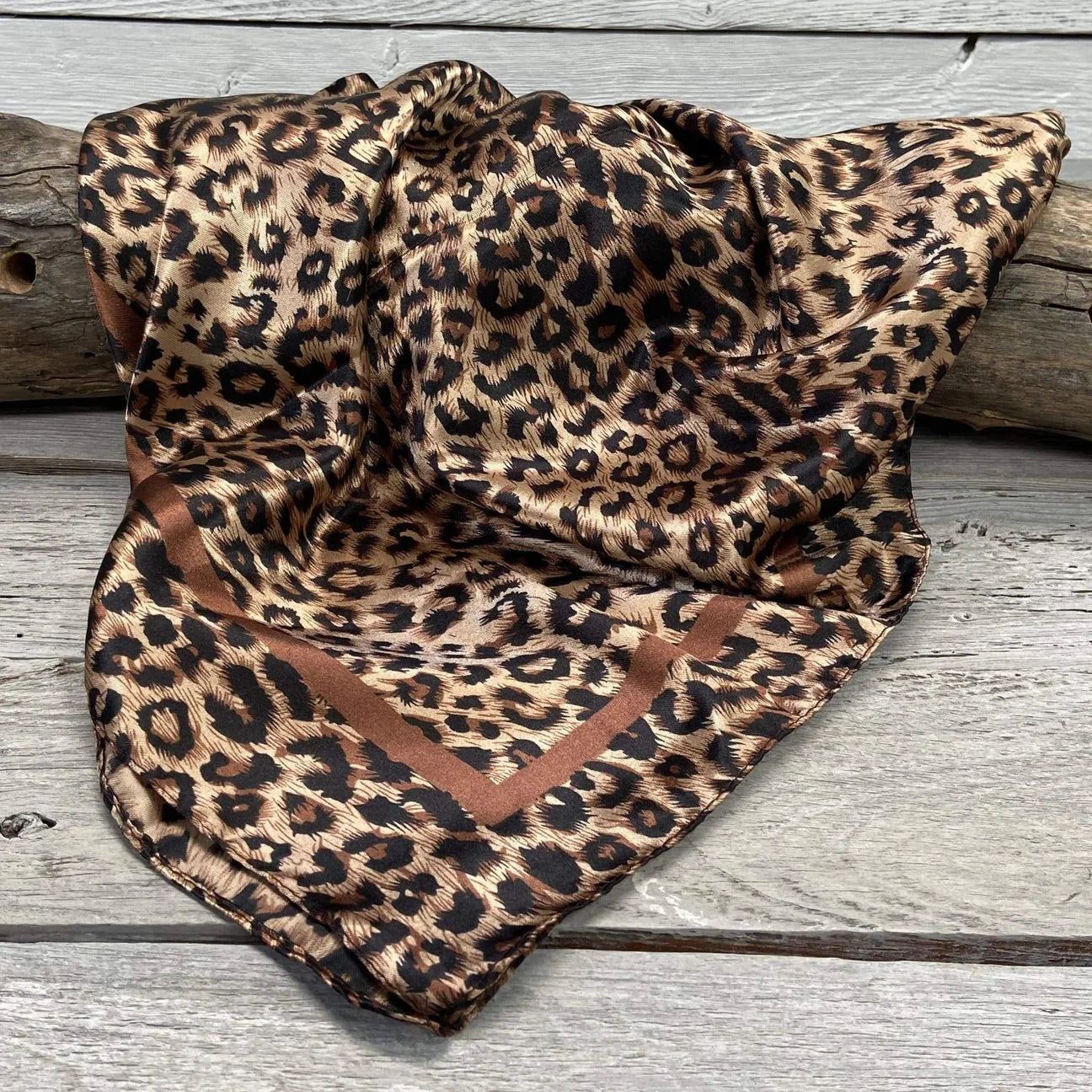 35X35" Brown Leopard Wild Rag / Scarf