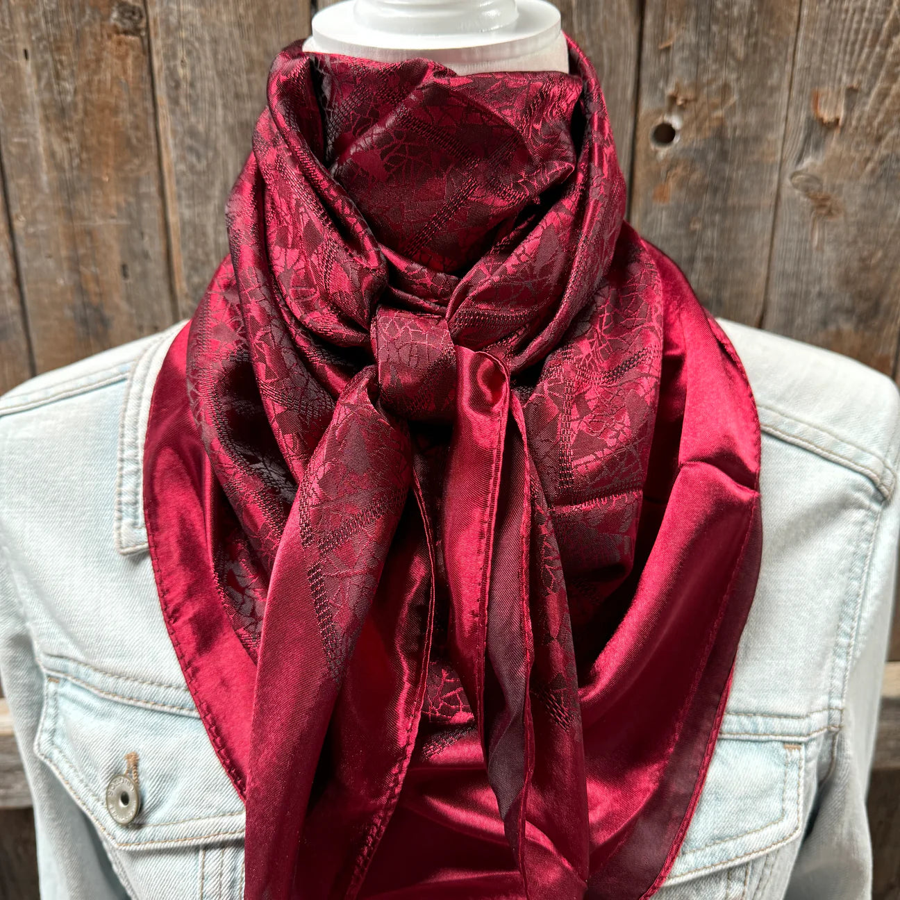 35X35" Burgundy Jacquard Wild Rag / Scarf