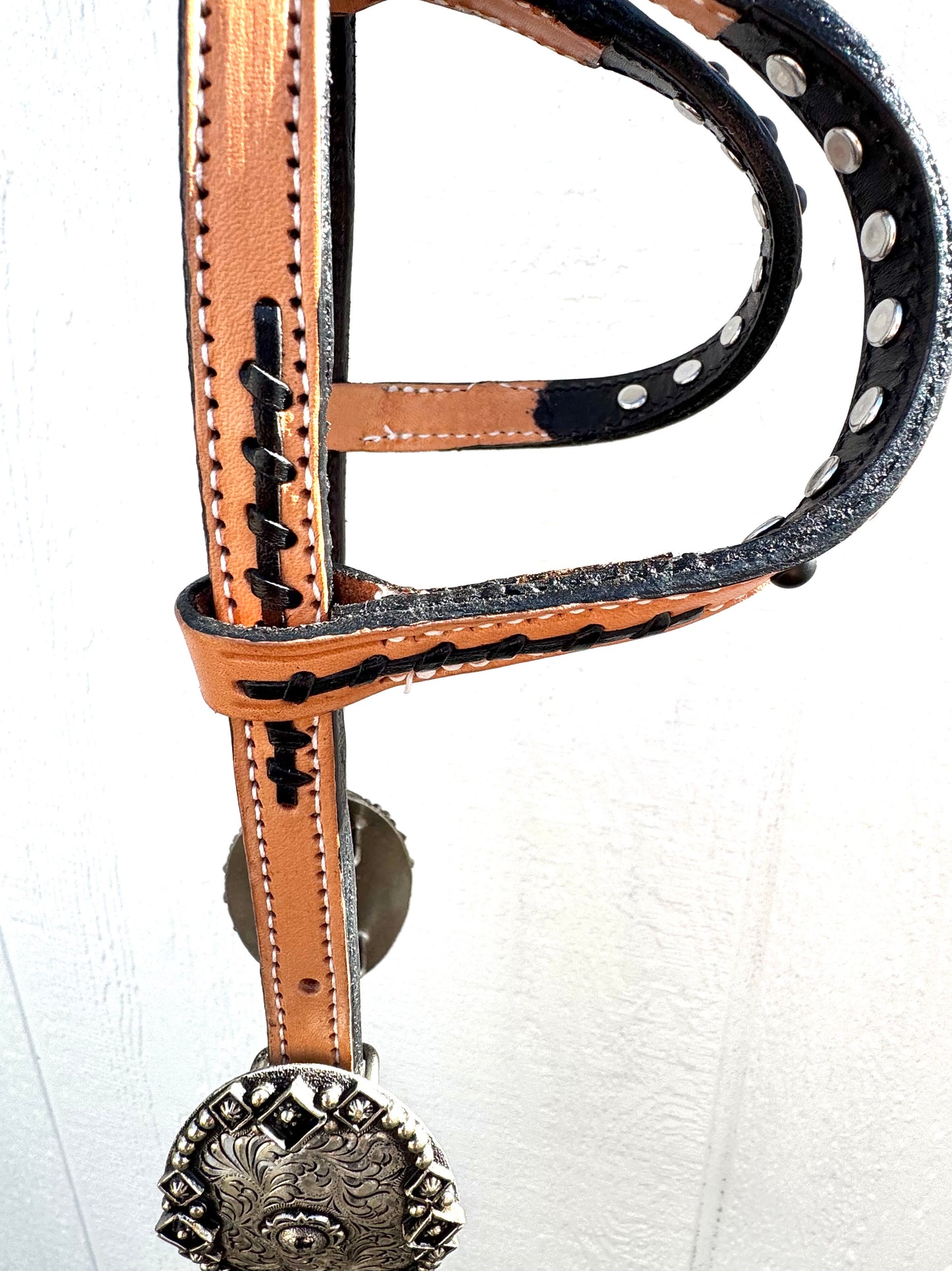 Fairytail Leather Co Natural and Black Two-Tone Headstall