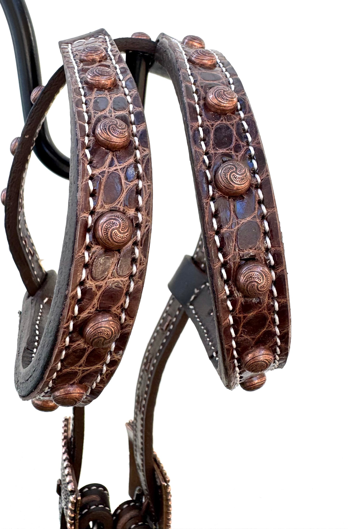 Fairytail Leather Co Chocolate Copper Alligator Headstall