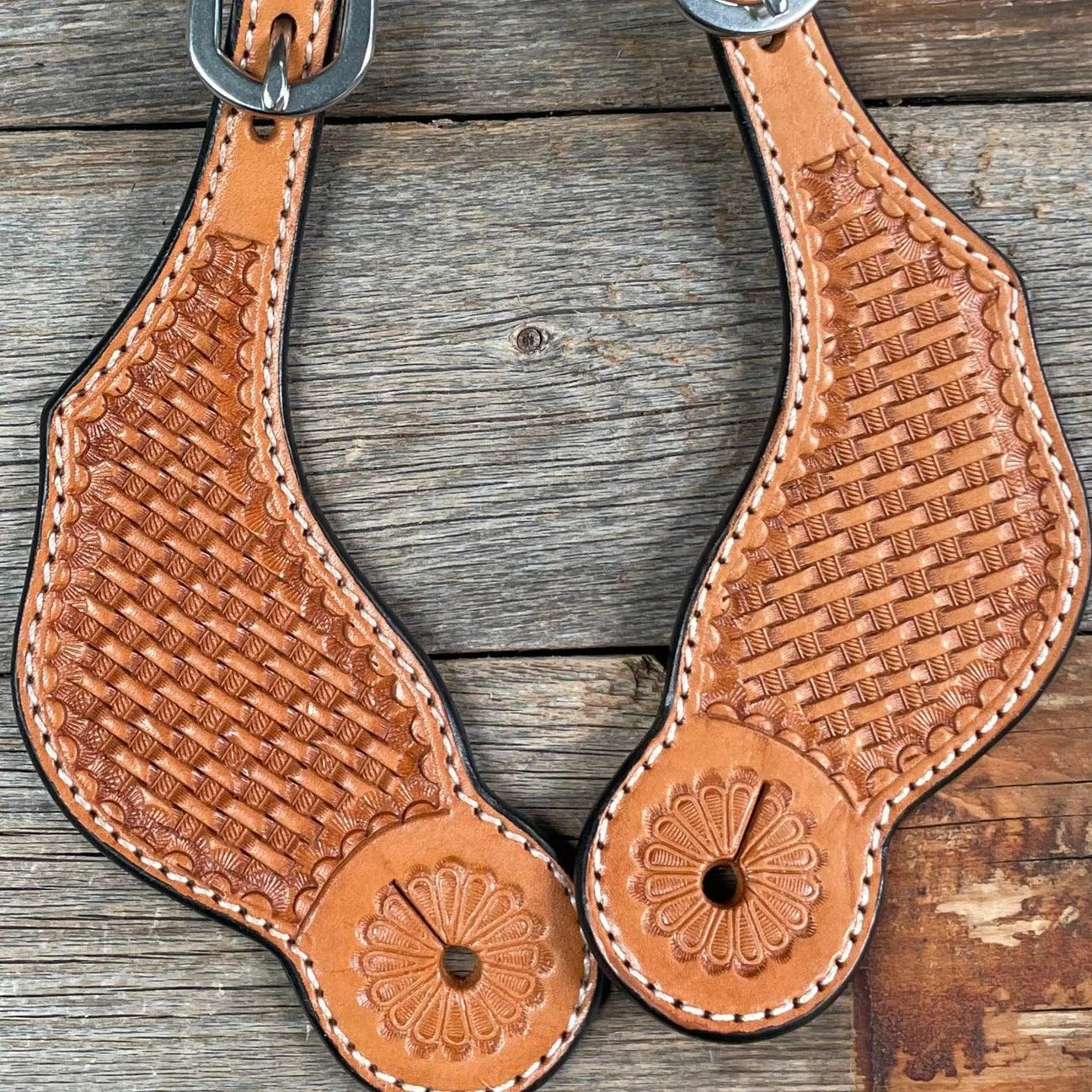 Ladies Light Oil Basketweave Spur Straps