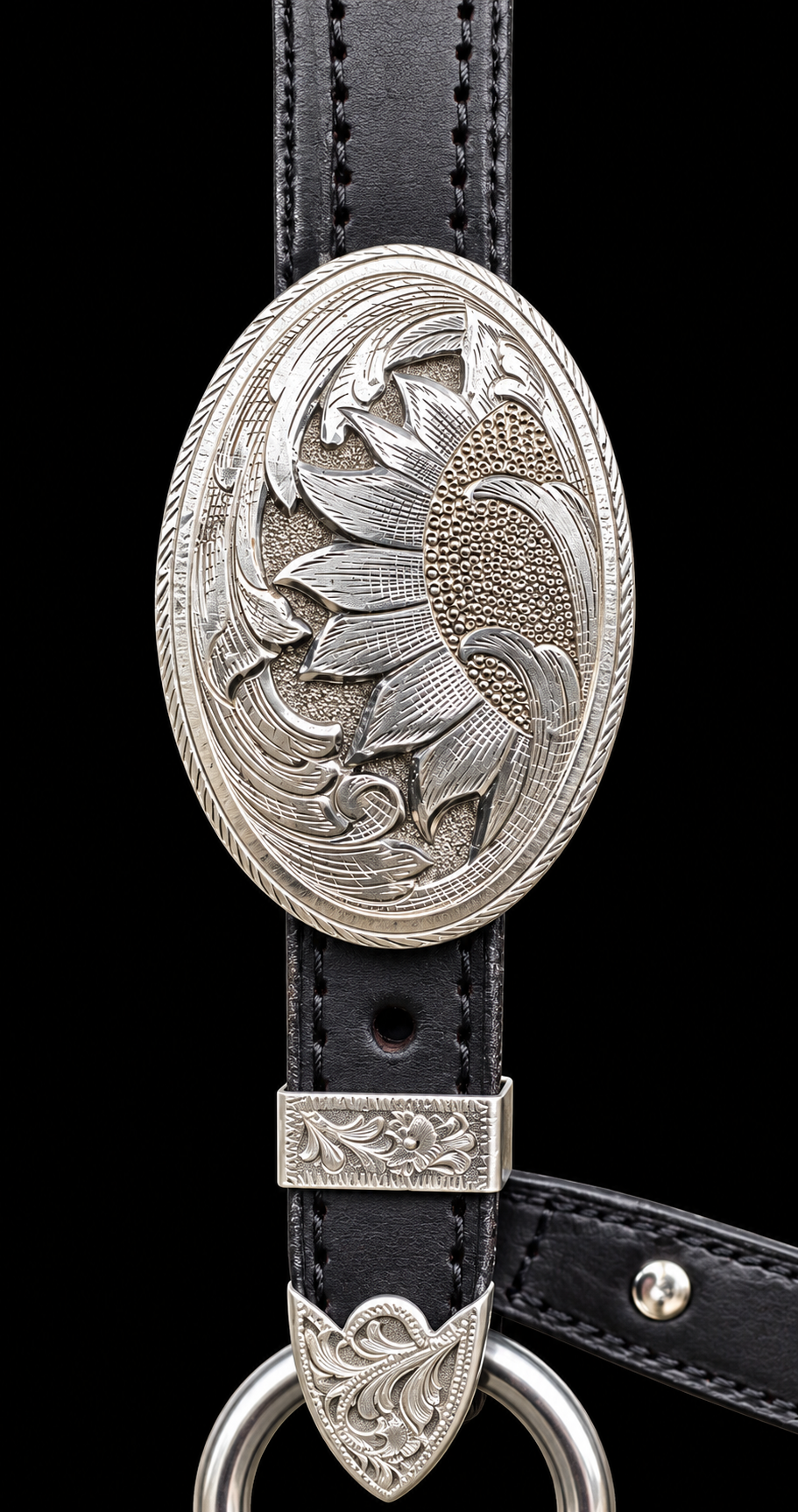 Fairytail Leather Co Sunflower Show Halter, Sterling Silver, Horse Size