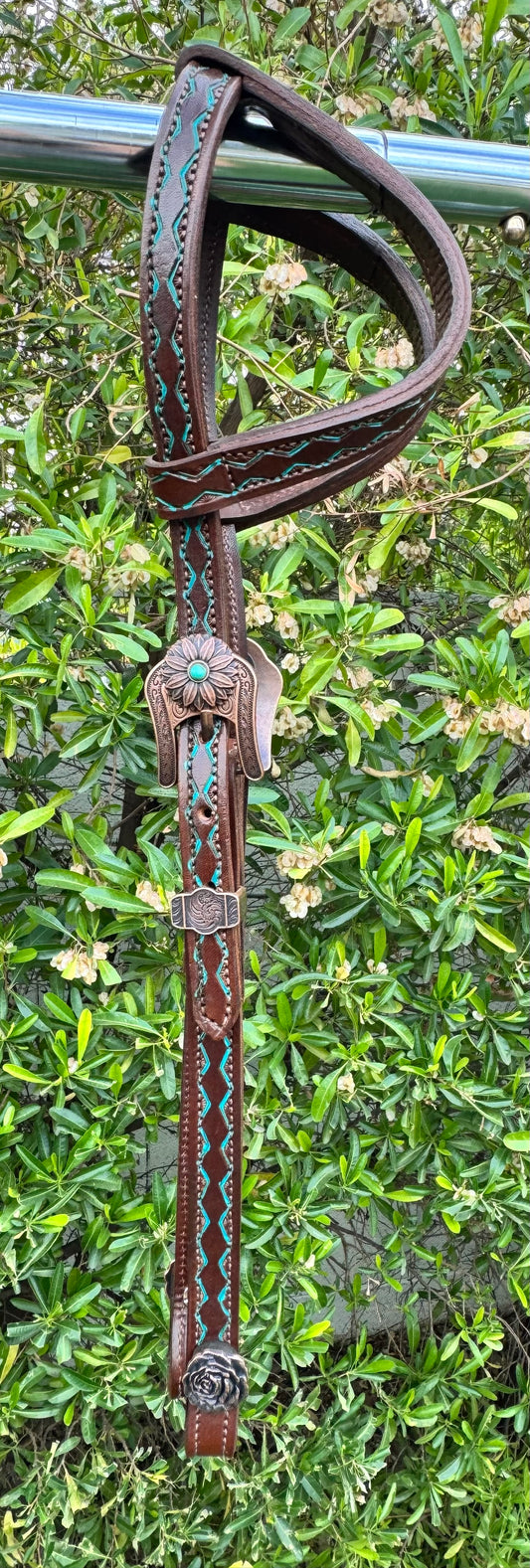 Fairytail Leather Co Brown & Turquoise Headstall