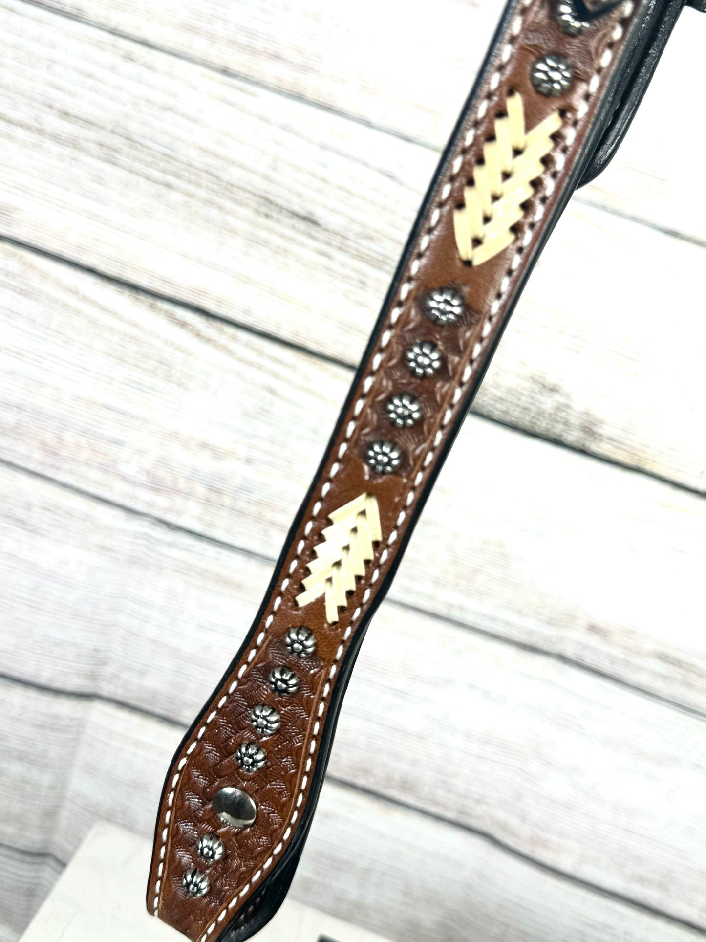 One Ear Rawhide Silver Dot Headstall