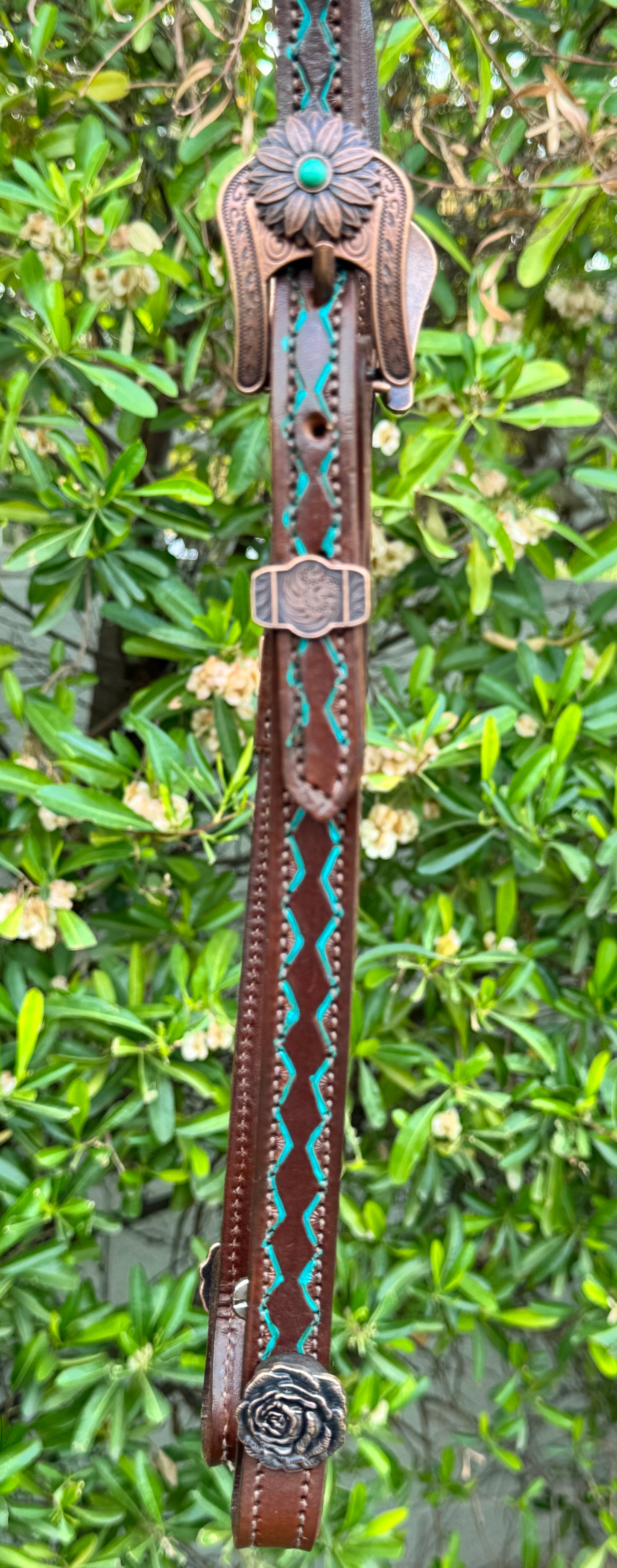 Fairytail Leather Co Brown & Turquoise Headstall