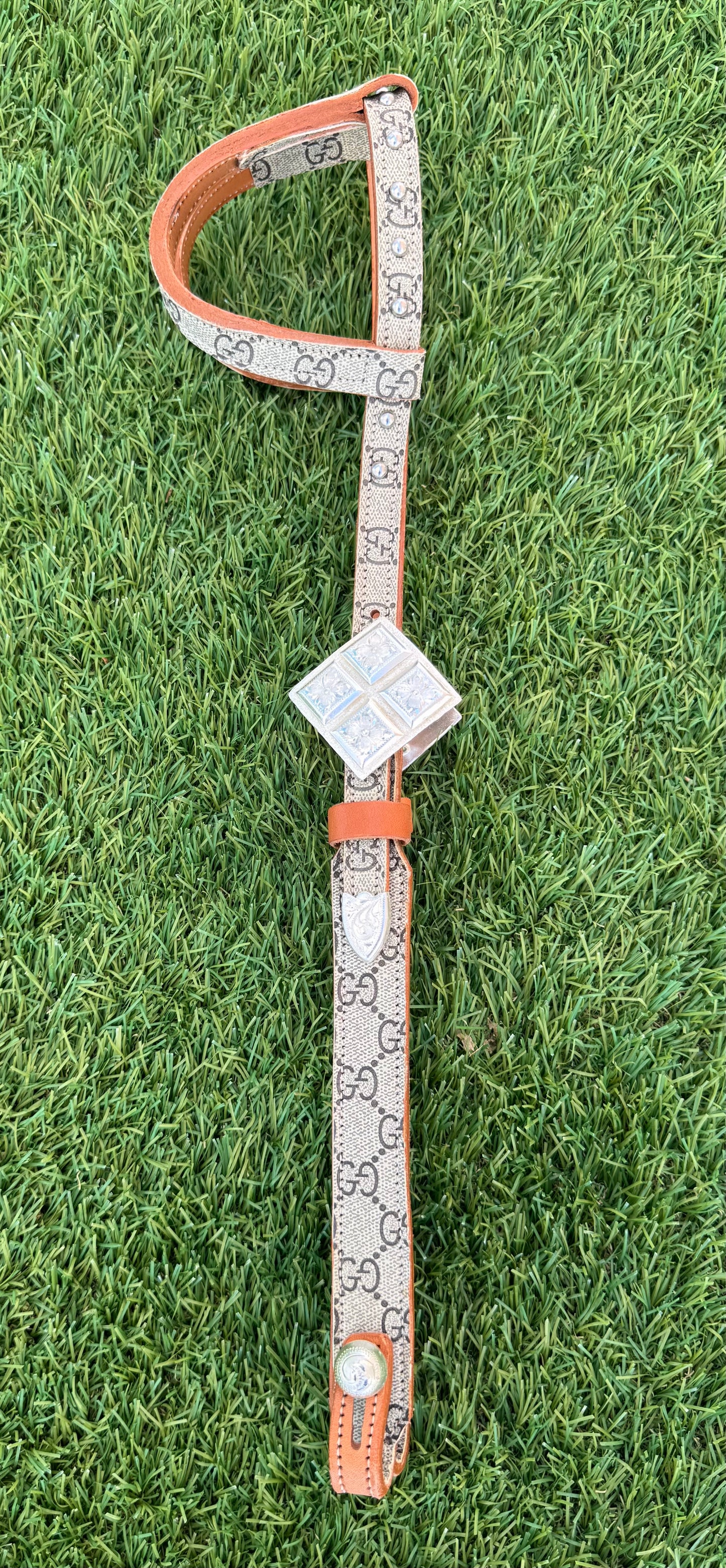 Fairytail Leather Co Tan Designer Headstall, German Silver