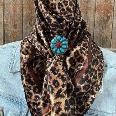 35X35" Brown Leopard Wild Rag / Scarf