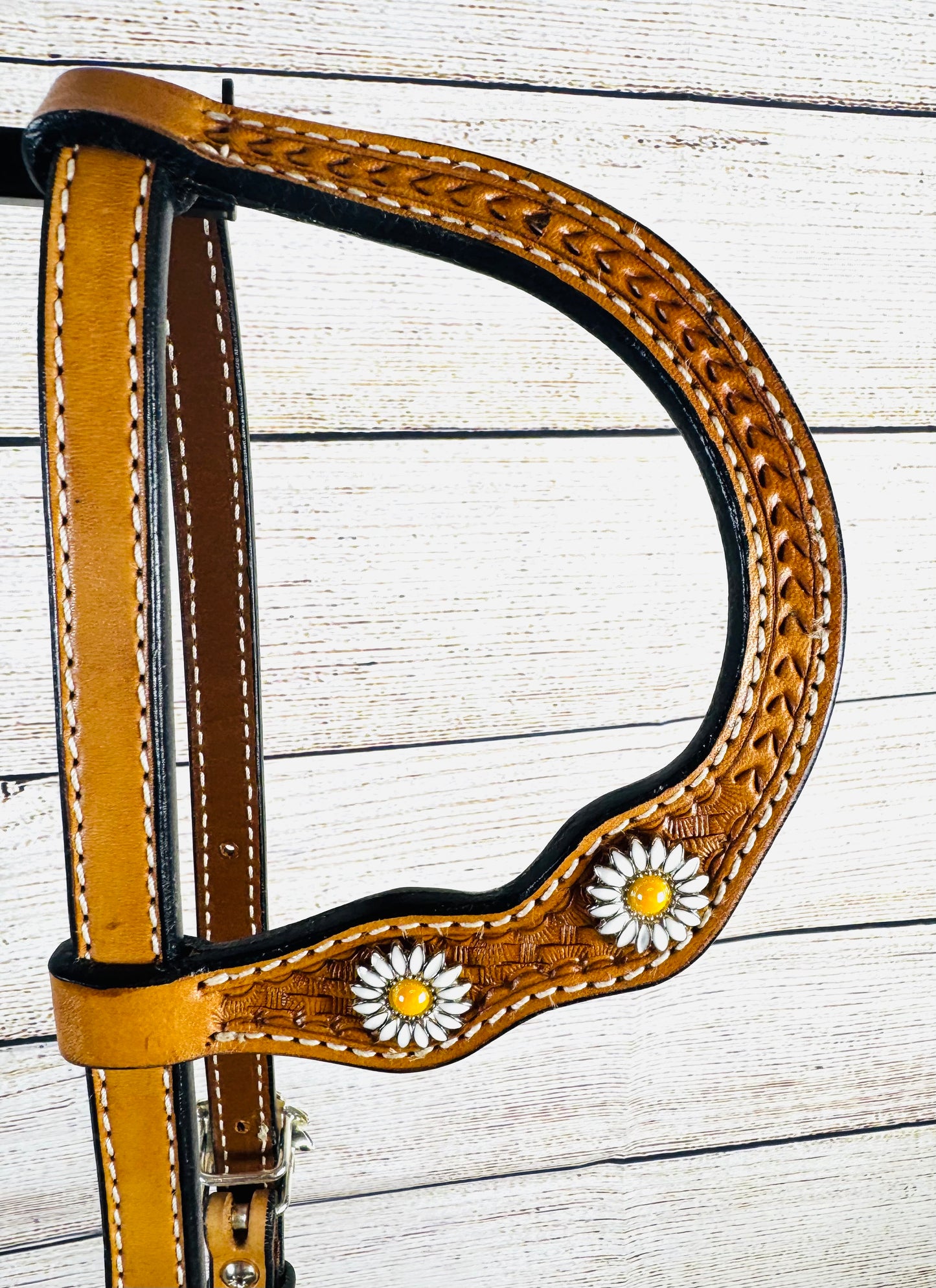 Light Oil Basketweave Daisy Headstall