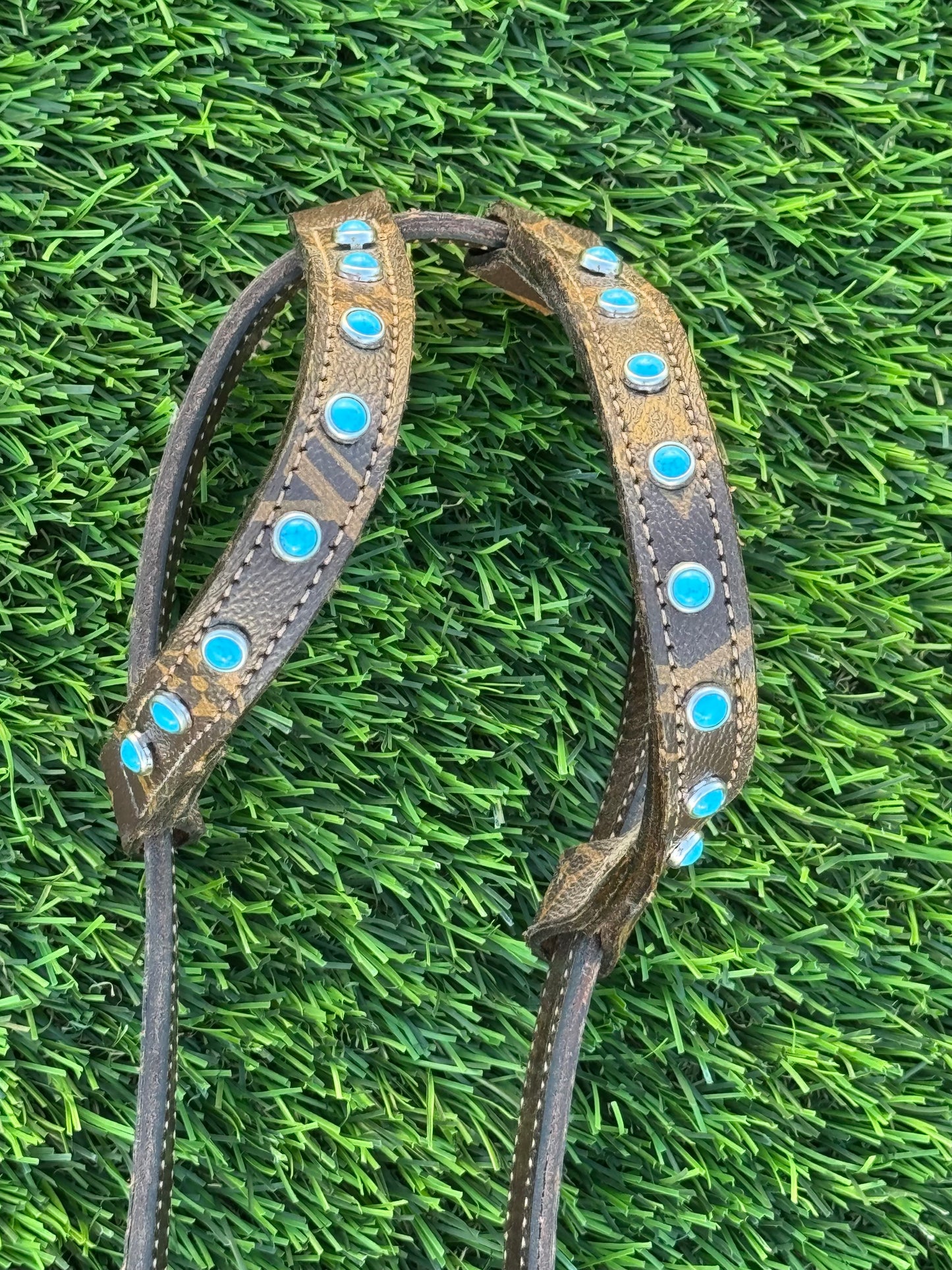 Fairytail Leather Co Brown Designer Headstall, German Silver
