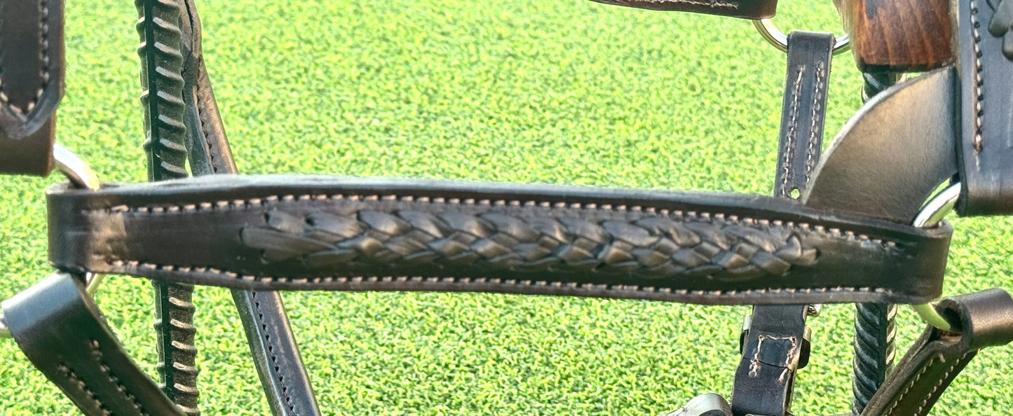 Fairytail Leather Havana Braided English Show Halter - SPECIAL ORDER, ALLOW 4 WEEKS