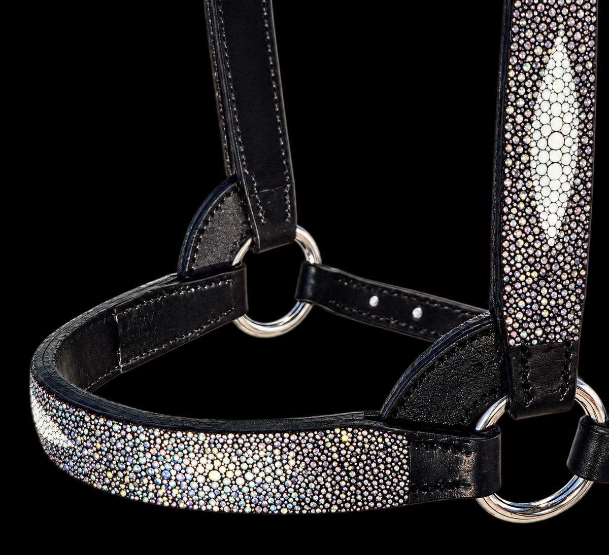Fairytail Leather Black Metallic Stingray Halter, Yearling