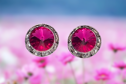 Austrian Crystal Fuchsia Stud Earrings