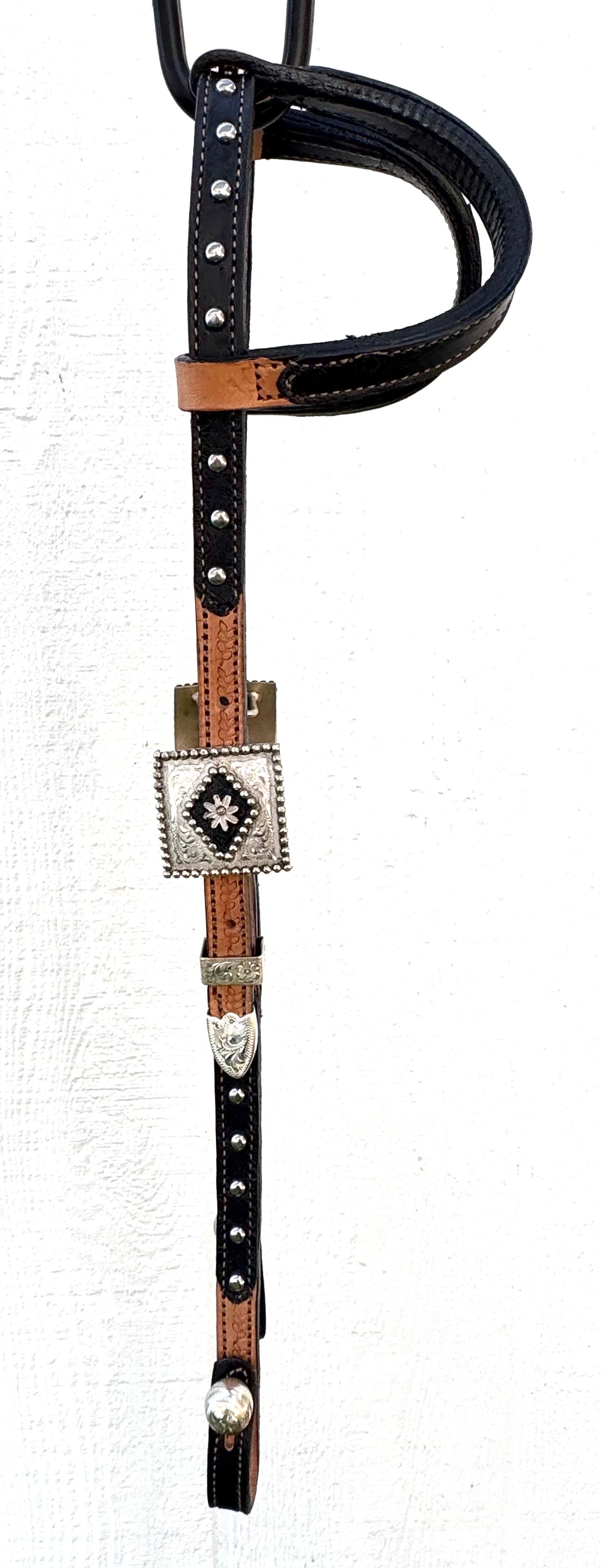 Fairytail Leather Co Natural and Black Two-Tone Headstall