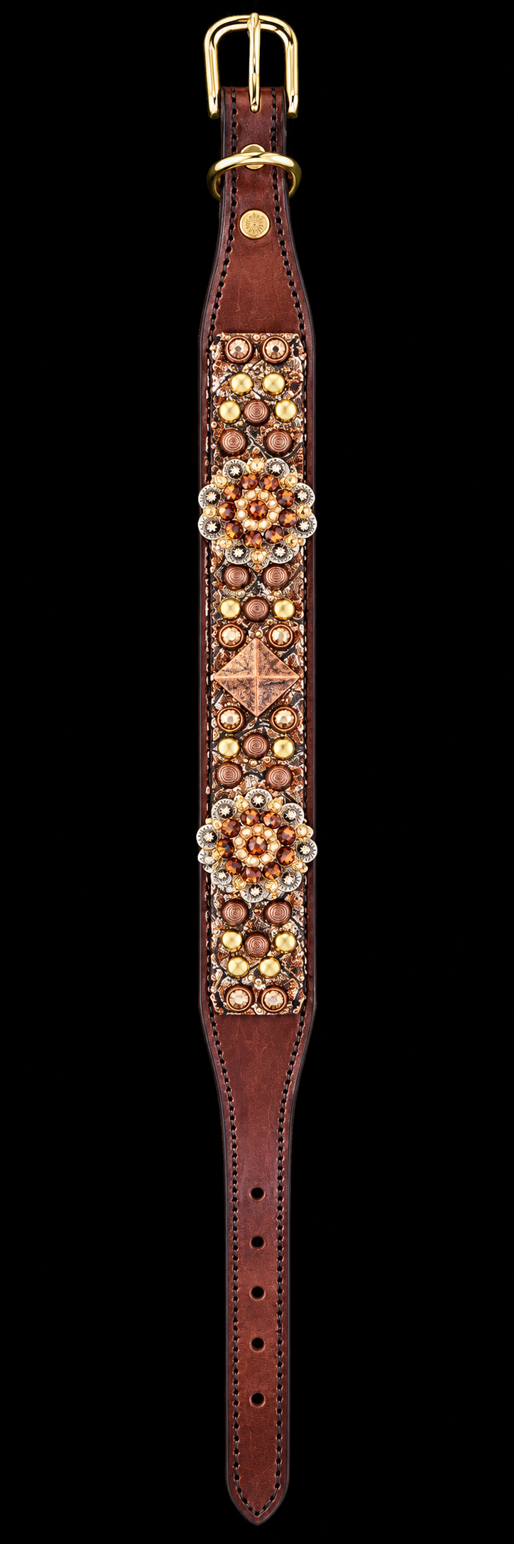 Fairytail Leather Brown Metallic Dog Collar, 15-17”
