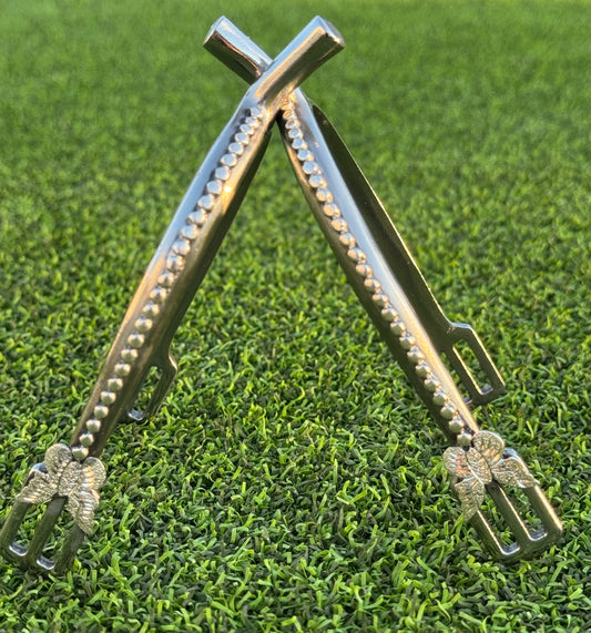 Ladies 1" Prince of Wales English Spurs with Sterling Silver Dots & Butterflies