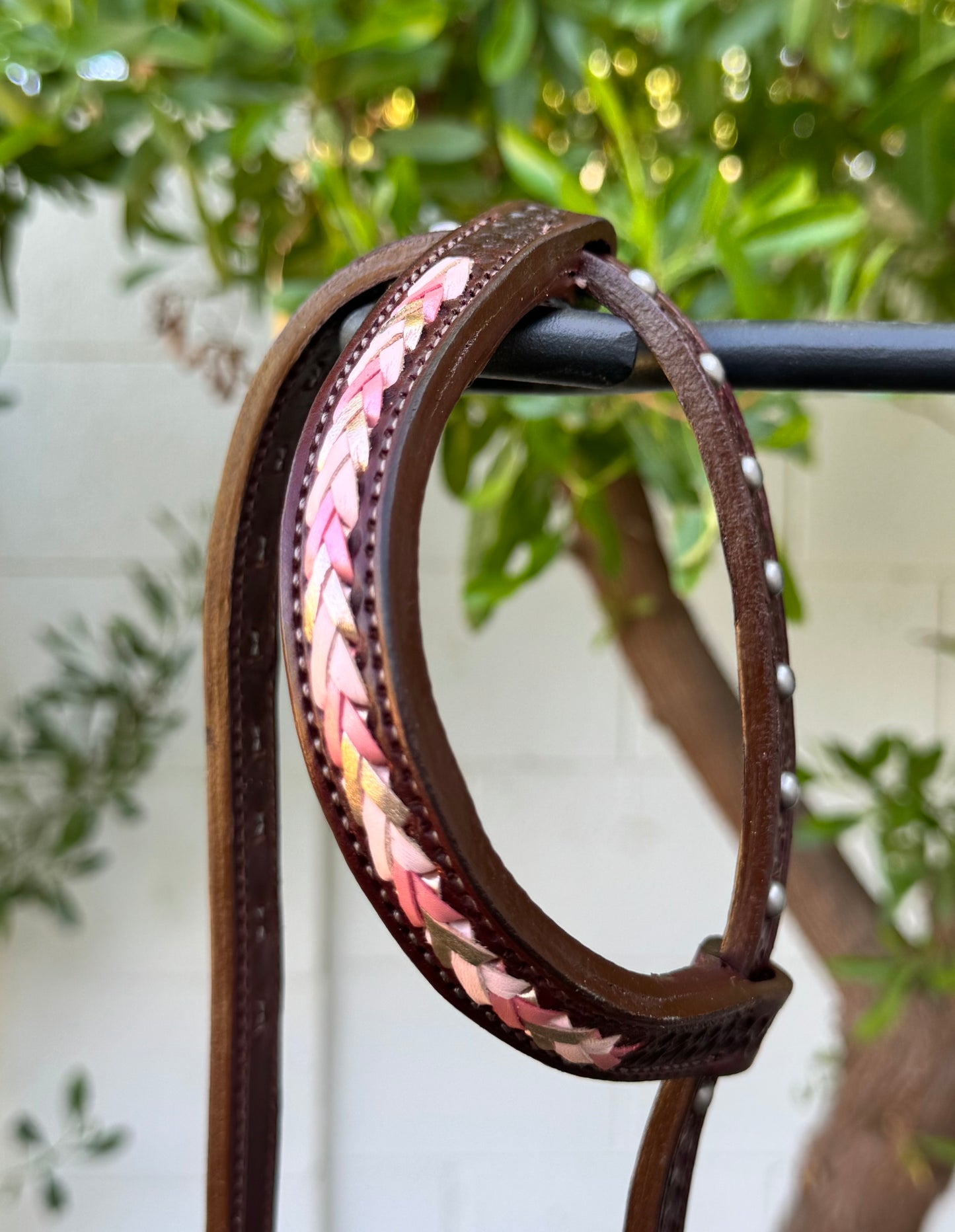 Fairytail Leather Co Pink Kangaroo Lace Headstall