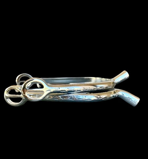 Ladies 1" Engraved Silver Canted English Spurs