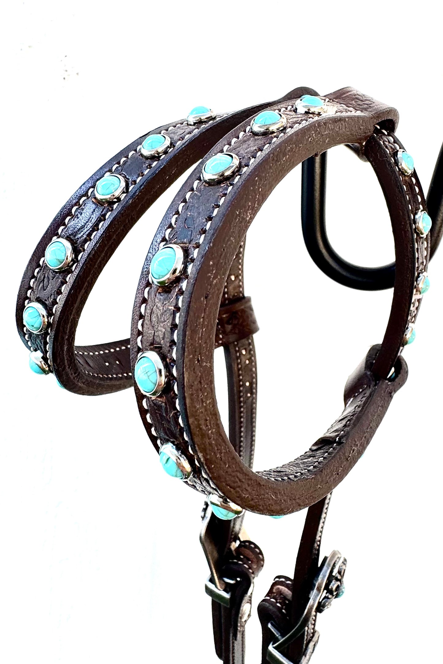 Fairytail Leather Co Chocolate & Turquoise Headstall