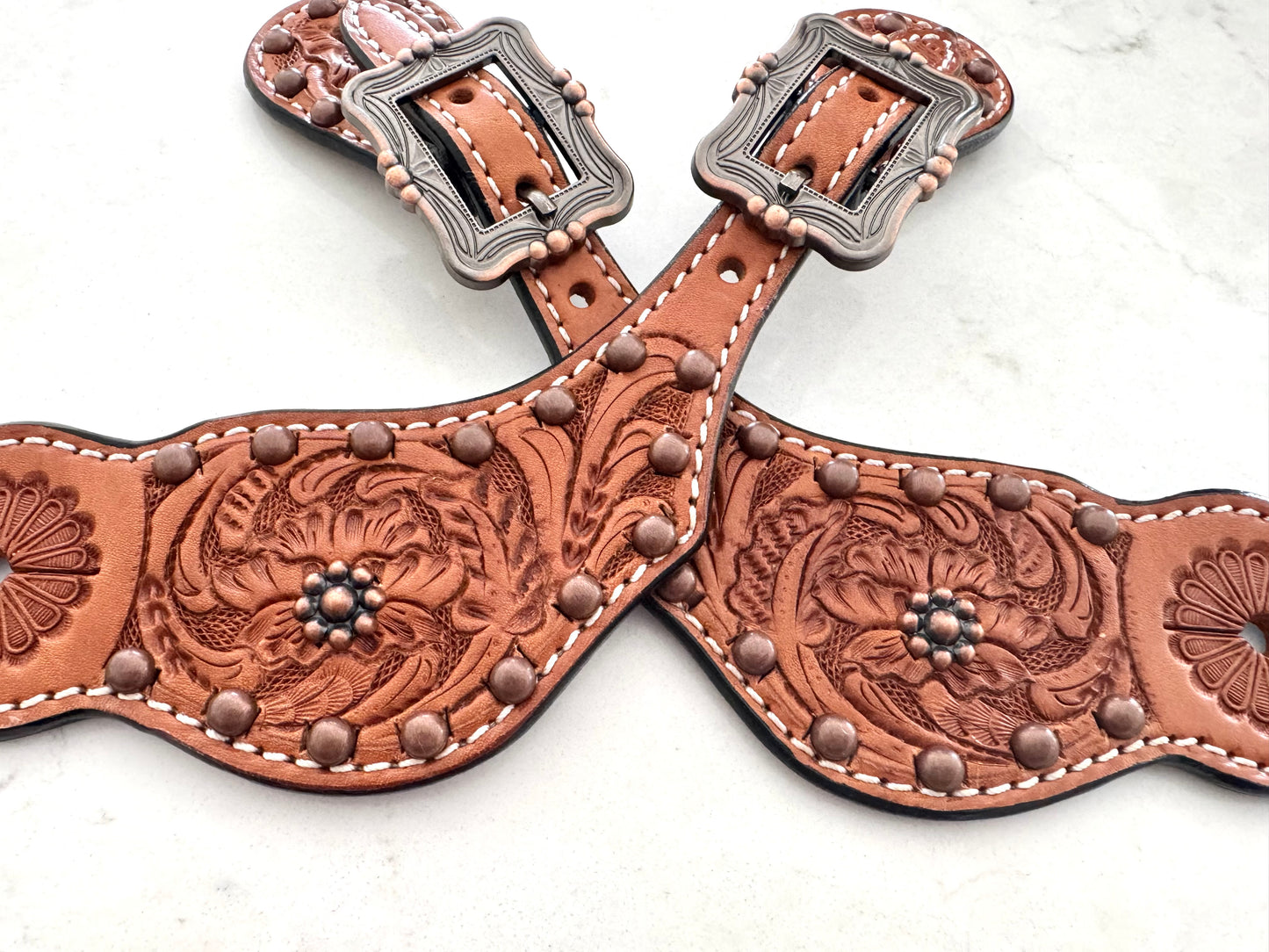 Ladies Western Spur Straps, Antique Copper