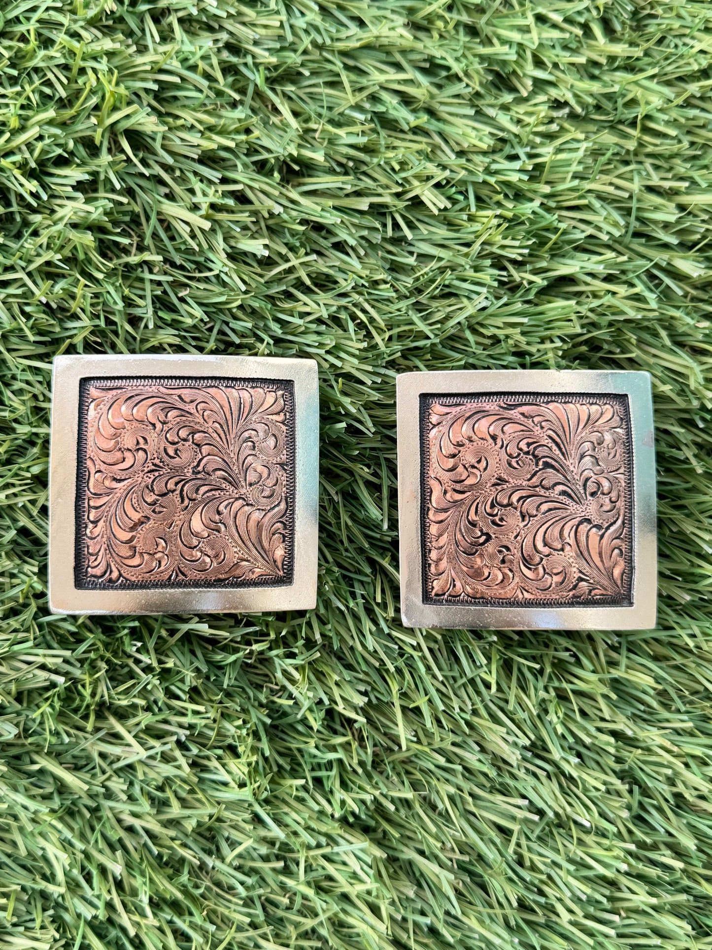 German Silver and Copper Buckles, 1”