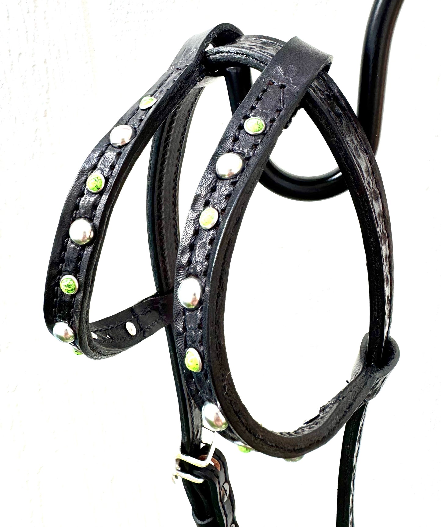 Fairytail Leather Co Black with Apple Green Headstall