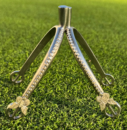 Ladies 1" Prince of Wales Canted English Spurs with Sterling Silver Dots & Butterflies