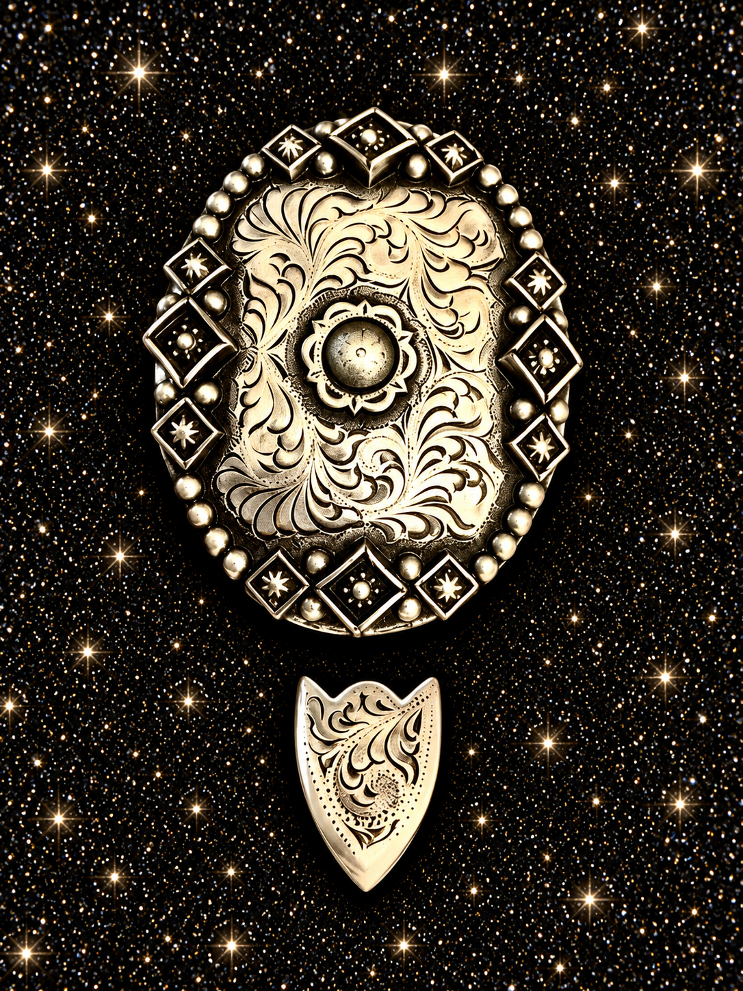 Silver Overlay Antique Buckles, 5/8”