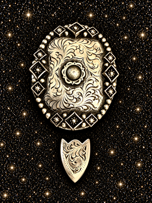 Silver Overlay Antique Buckles, 5/8”