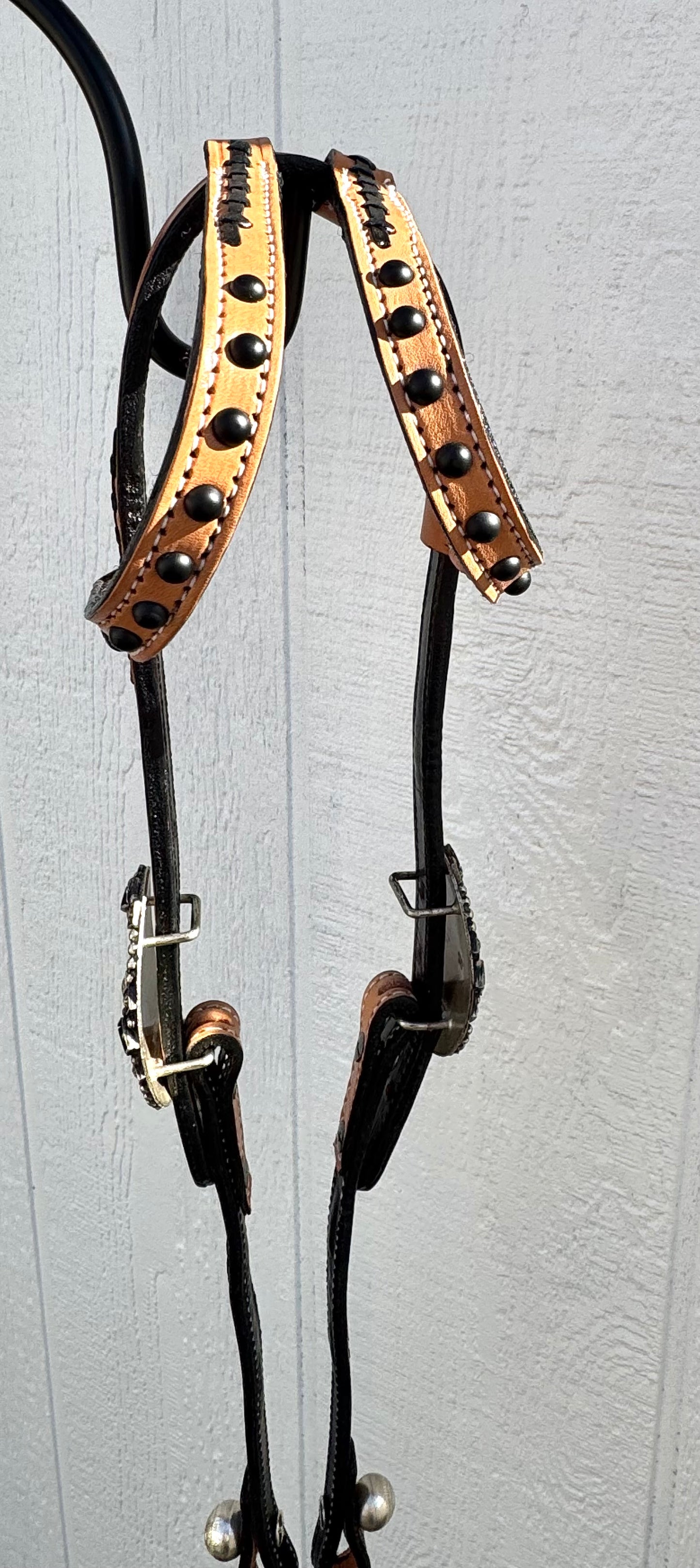 Fairytail Leather Co Natural and Black Two-Tone Headstall