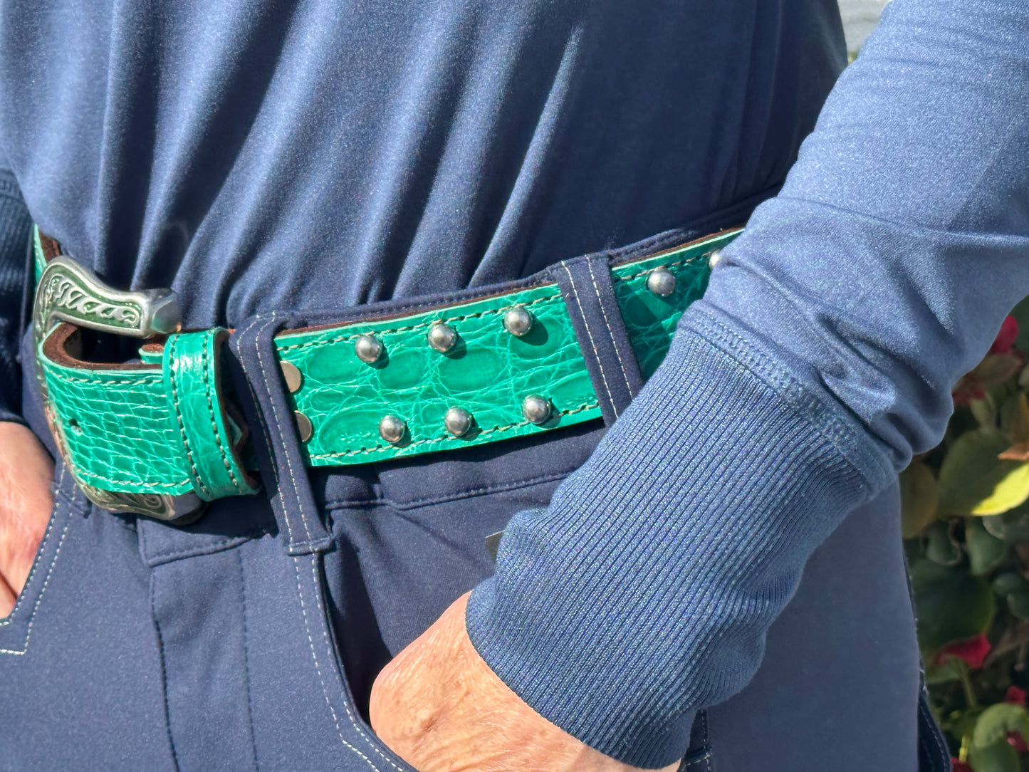 Fairytail Leather Jade Crocodile Western Belt