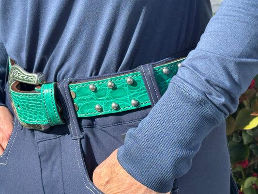 Fairytail Leather Jade Crocodile Western Belt