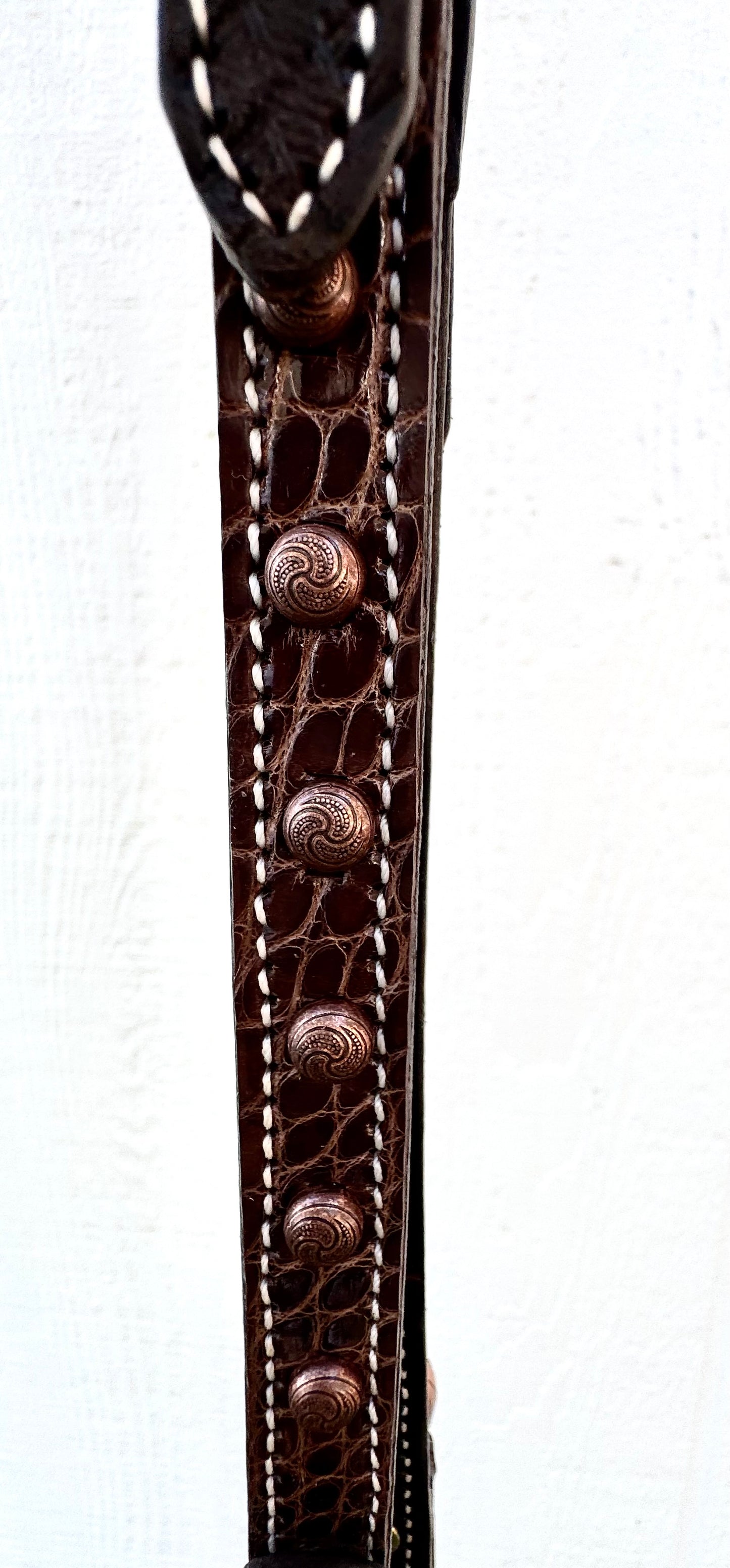 Fairytail Leather Co Chocolate Copper Alligator Headstall