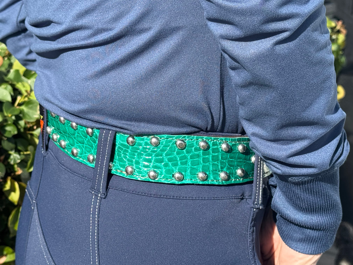 Fairytail Leather Jade Crocodile Western Belt