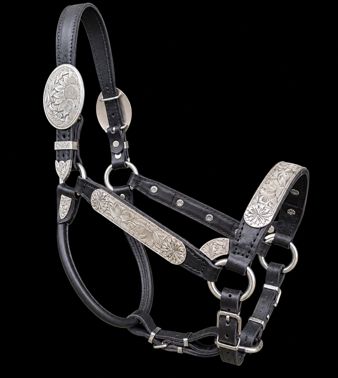 Fairytail Leather Co Sunflower Show Halter, Sterling Silver, Horse Size