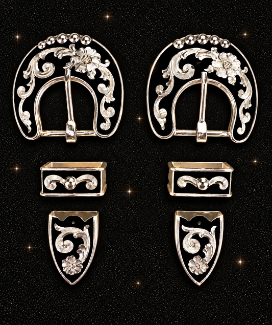 German Silver and Black Buckles, 1”