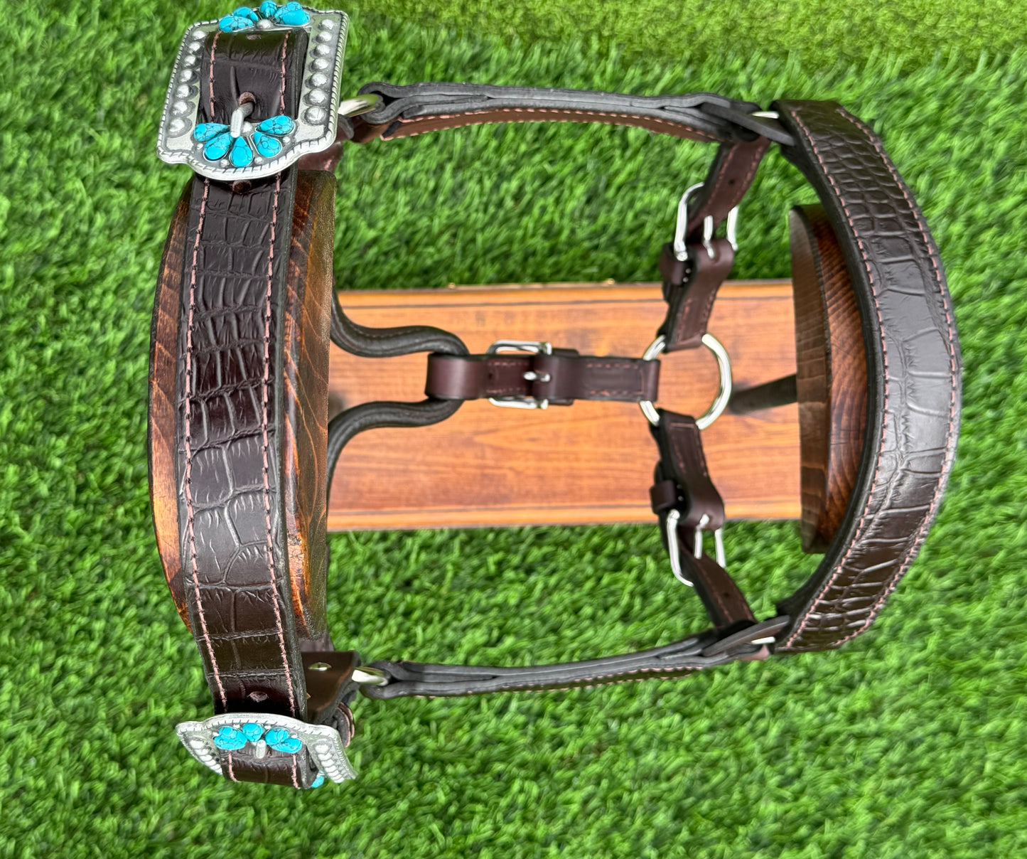 Brown Yearling Size Crocodile Embossed Halter