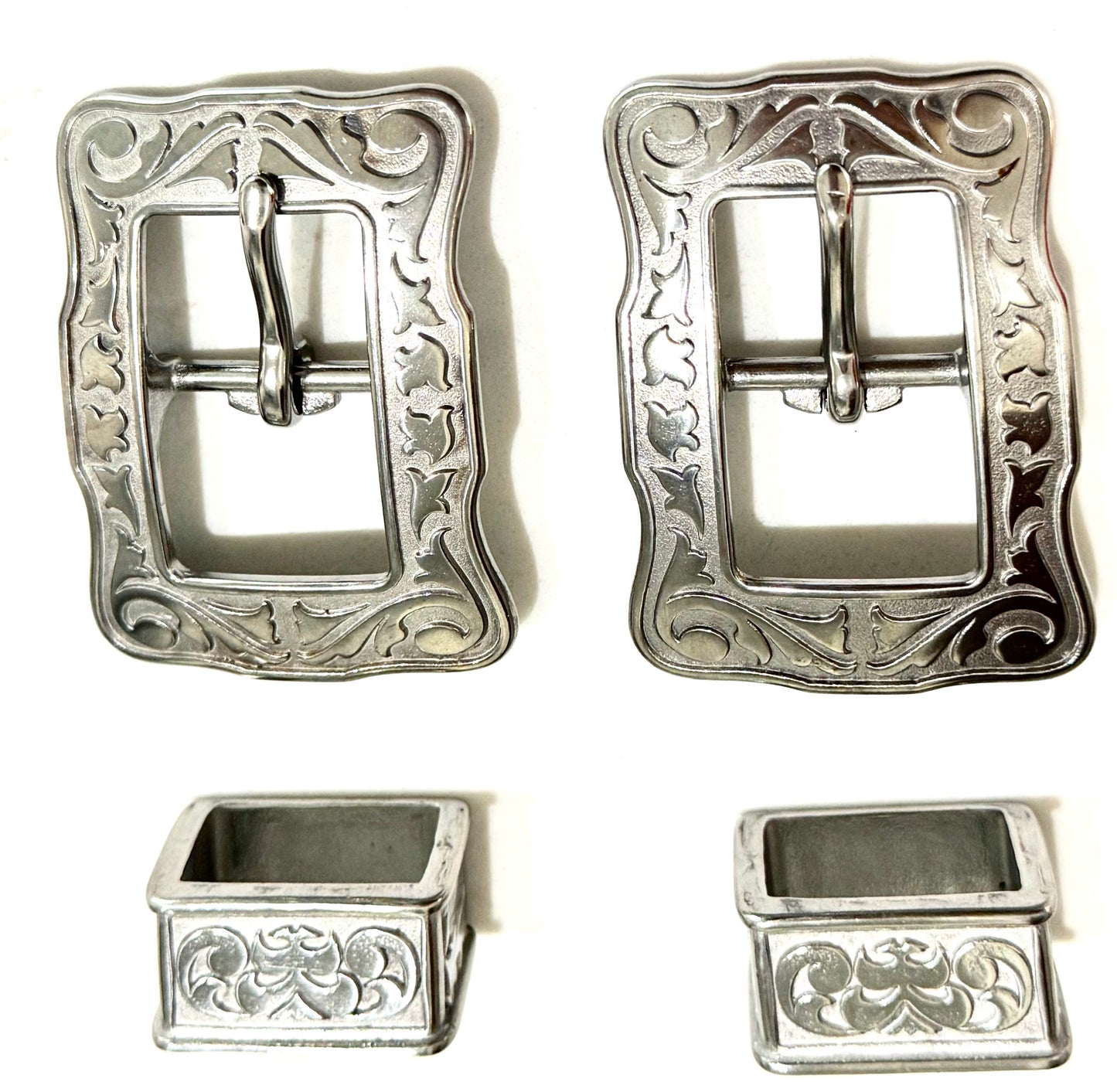 Stainless Steel Floral Scalloped Edge Buckles, 1”