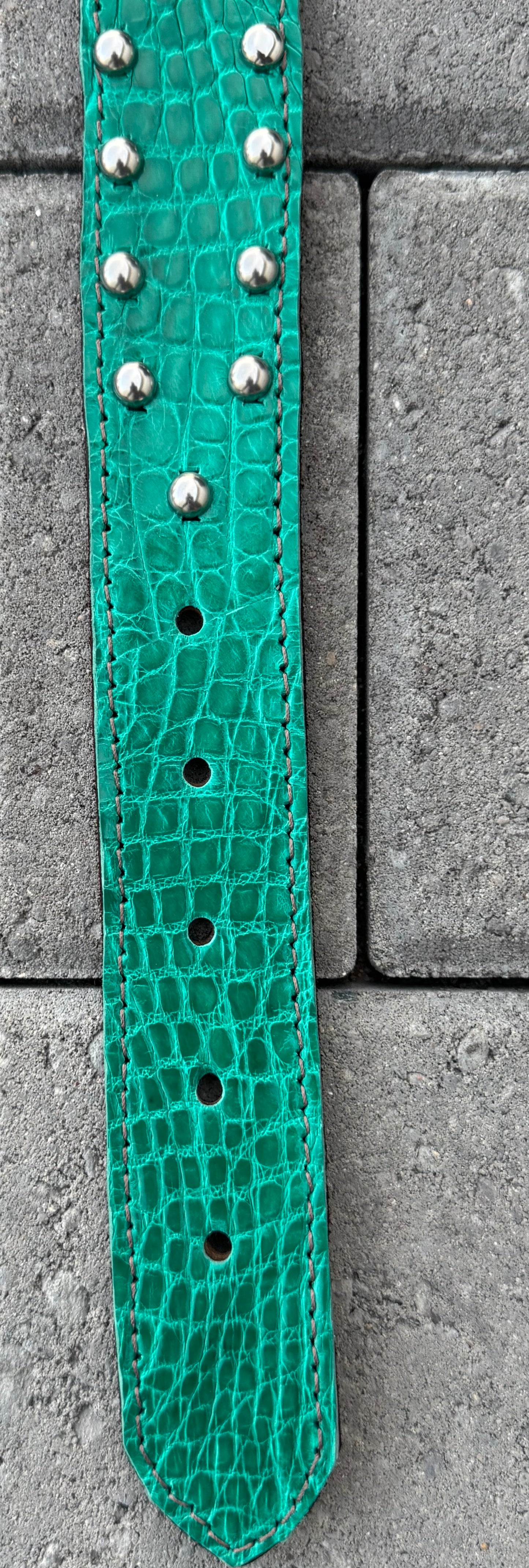 Fairytail Leather Jade Crocodile Western Belt