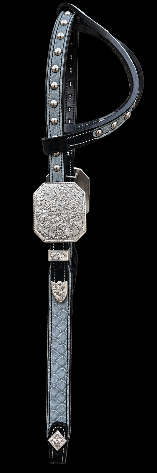 Fairytail Leather Co Black & Grey Python Headstall