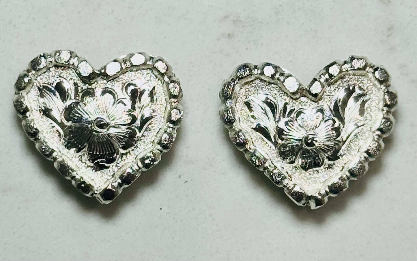 German Silver Heart Conchos, 1”