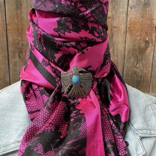 35X35" Hot Pink & Black Lace Wild Rag /Scarf