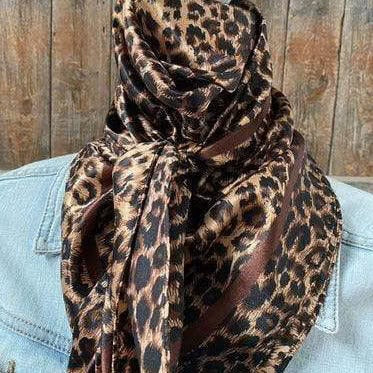 35X35" Brown Leopard Wild Rag / Scarf