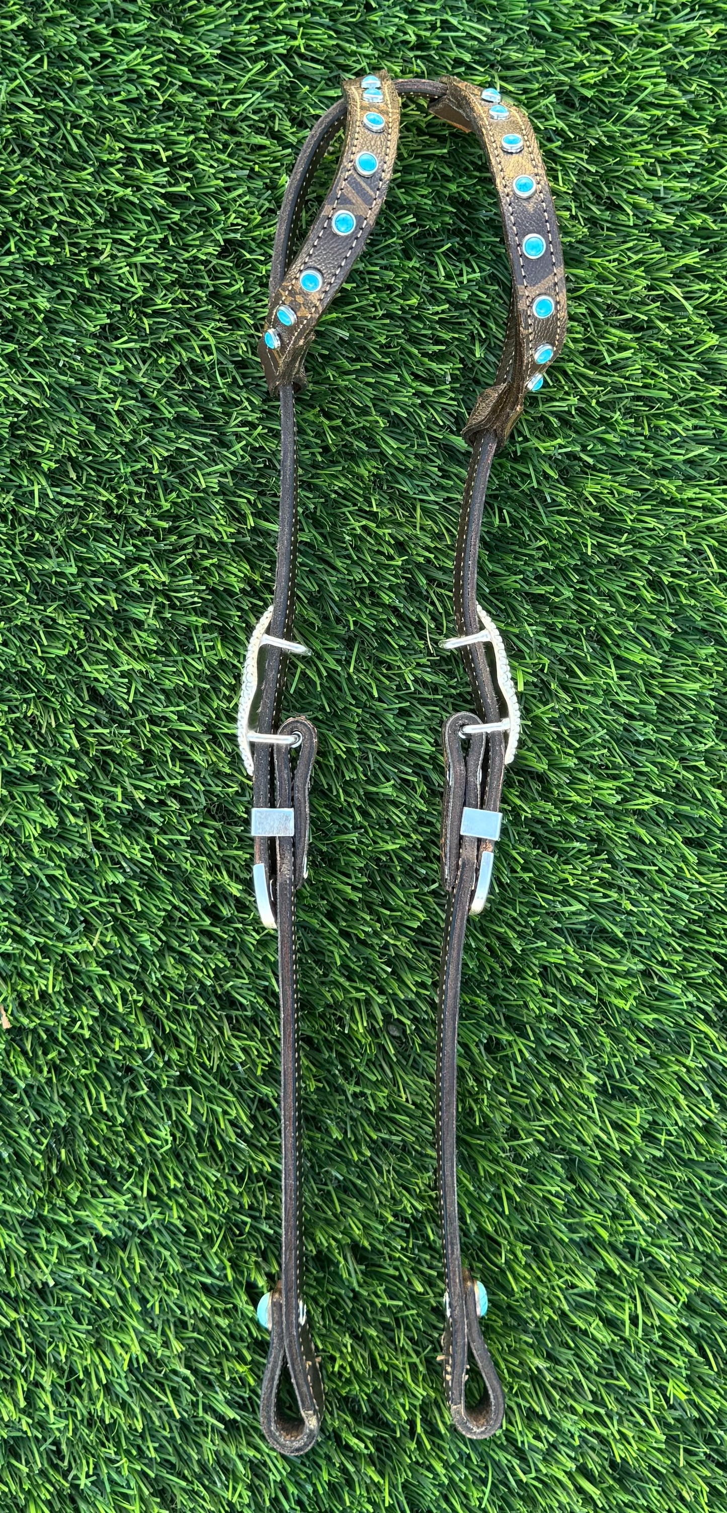 Fairytail Leather Co Brown Designer Headstall, German Silver