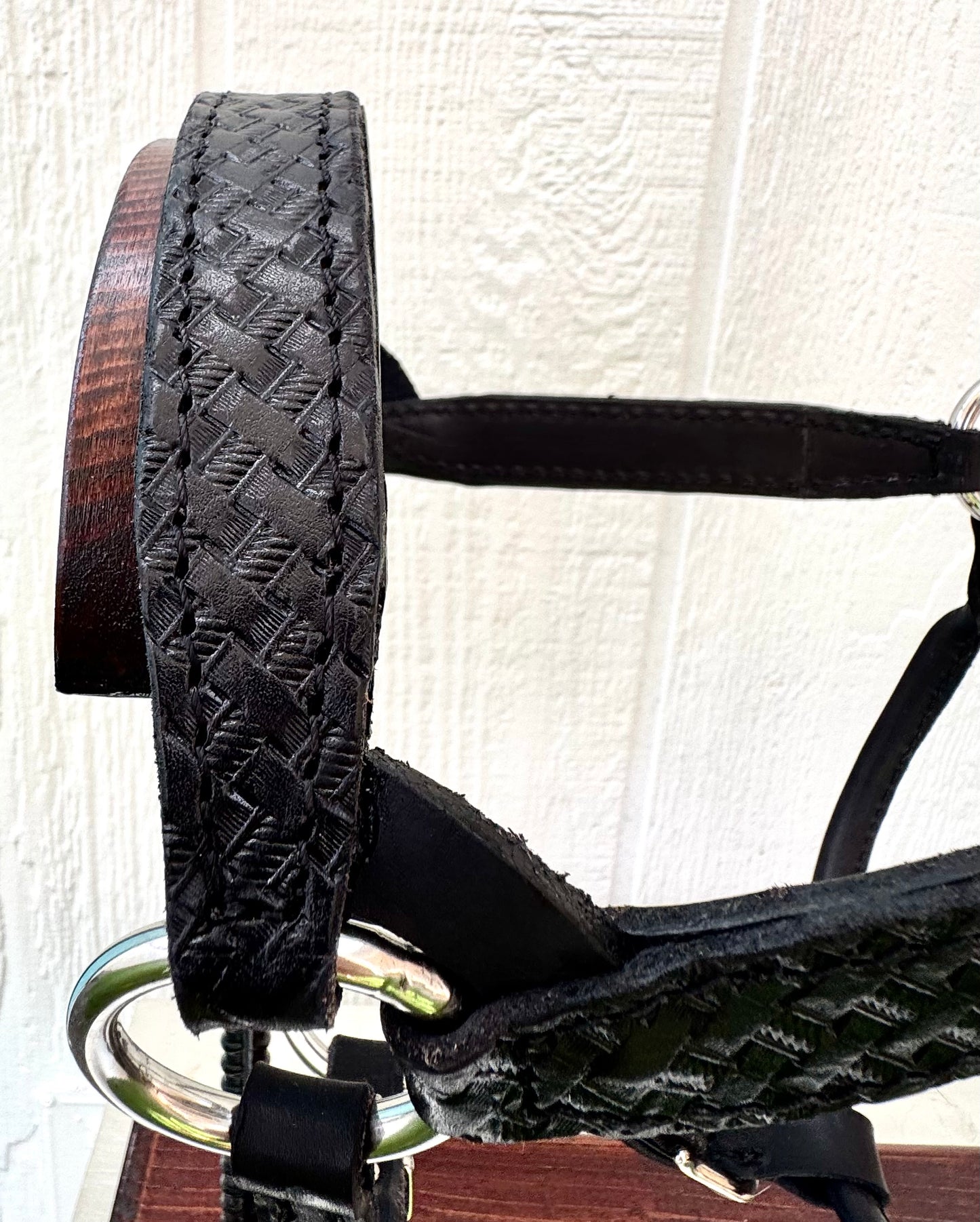 Black Basketweave Leather Yearling Halter