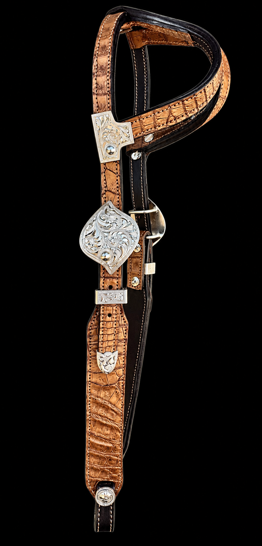 Fairytail Leather Gold Caiman Headstall