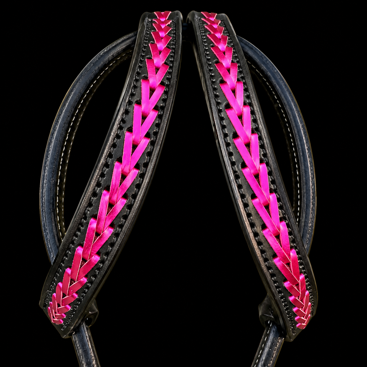 Black with Metallic Fuchsia Kangaroo Lace Ear Pieces