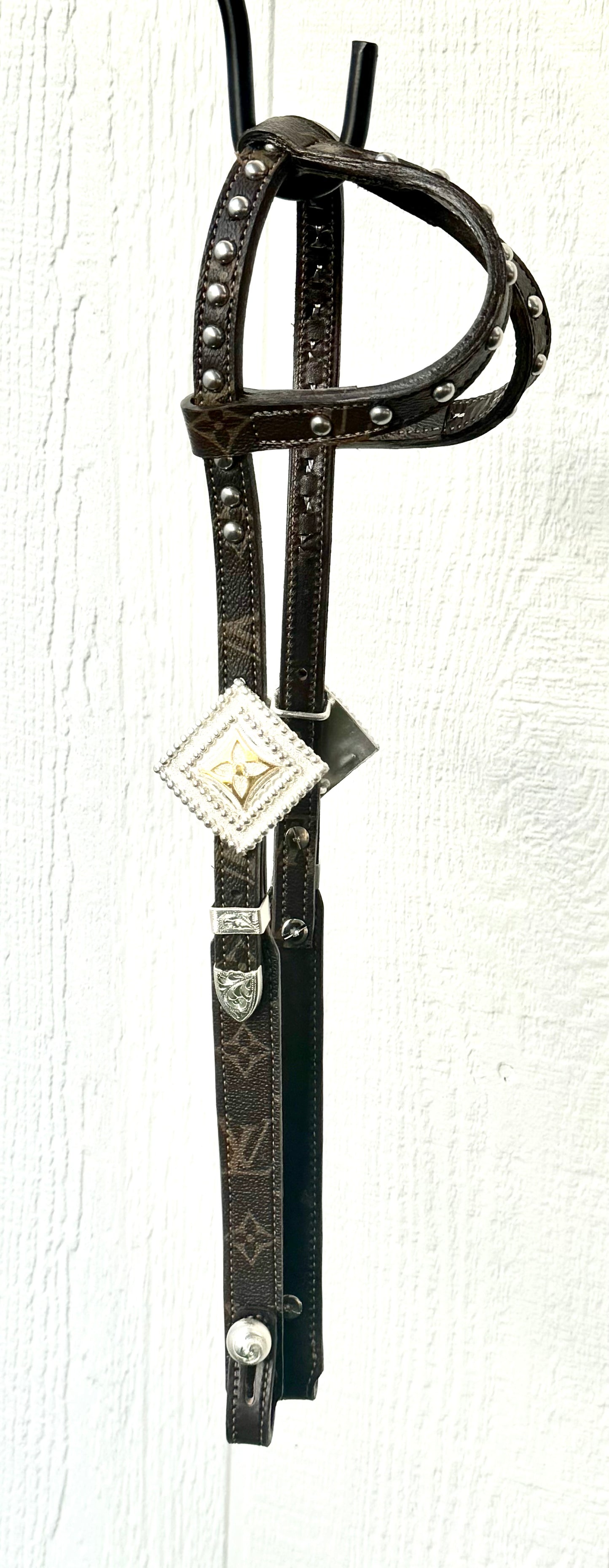 Fairytail Leather Co Brown Designer Headstall, German Silver